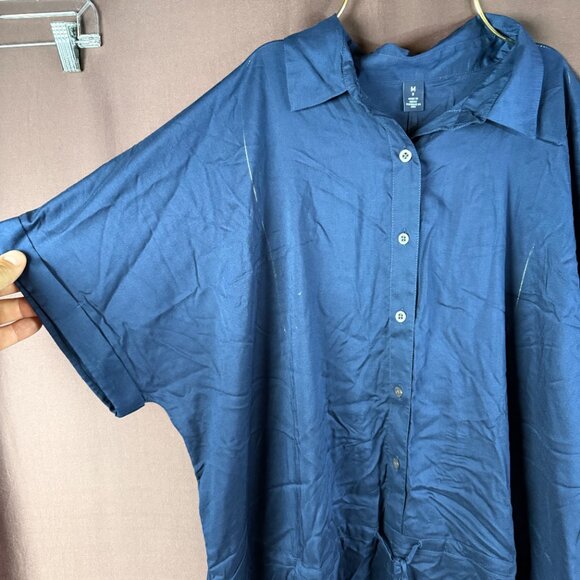 Lands' End Women's M-L,‎ 1X Deep Sea Navy Button Front Swim Cover-up Romper - Picture 5 of 11